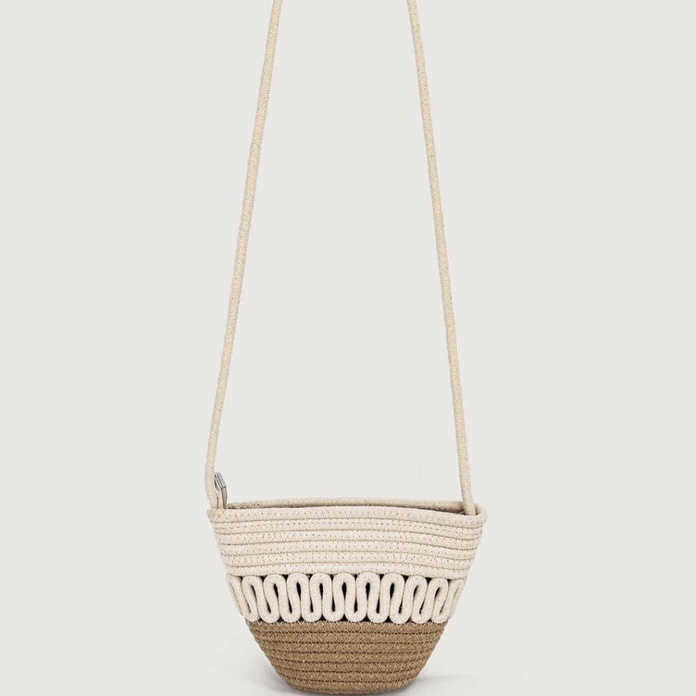 Berlook Color Block Woven Cotton Rope Bag